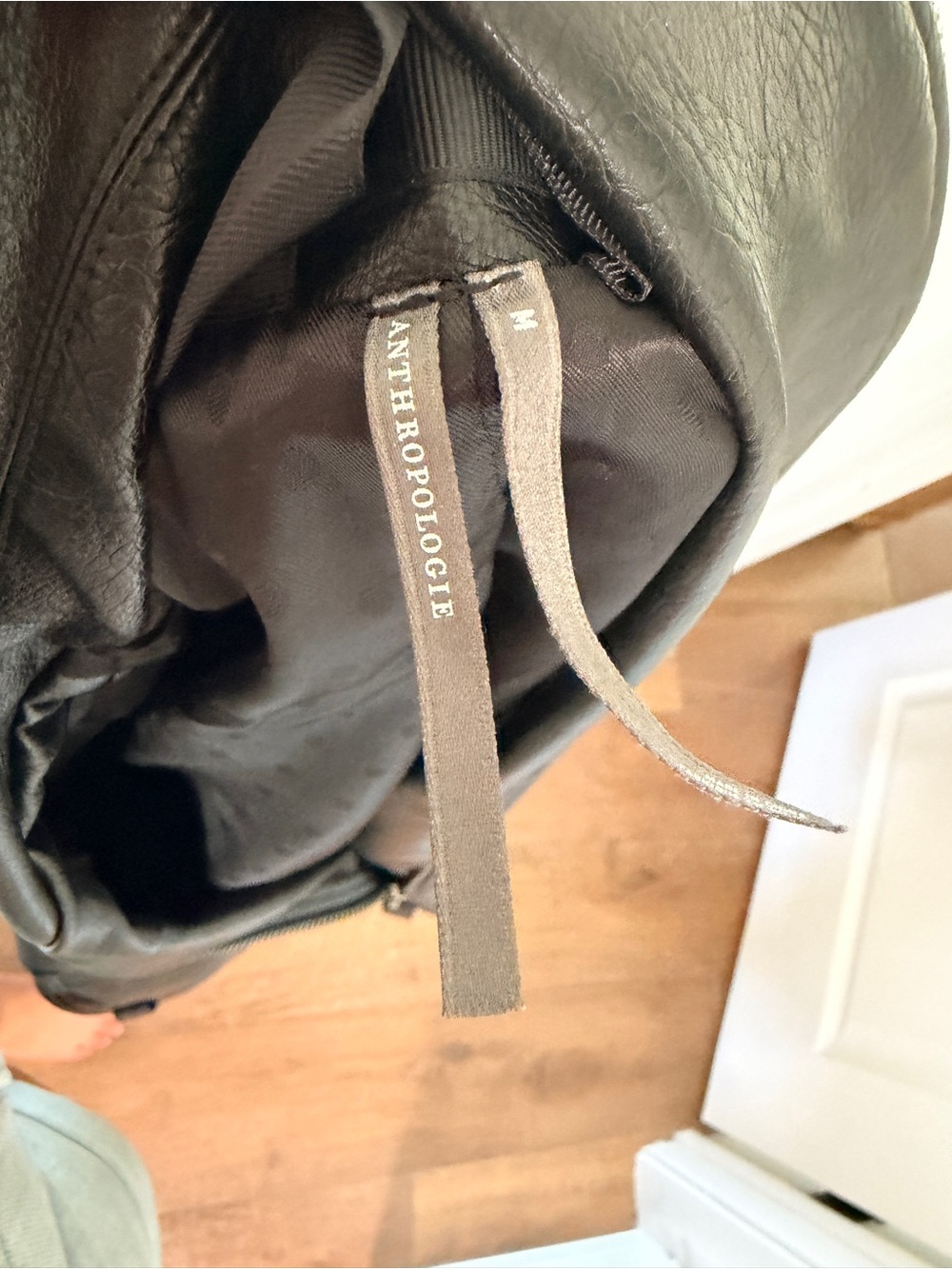 Anthropologie Black Faux Leather Moto Jacket with Notch Lapel - Picture 5 of 5
